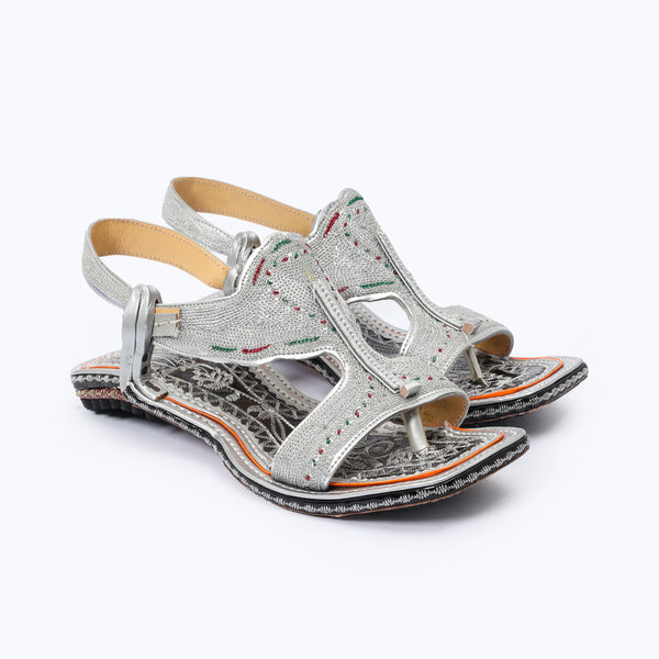 White | Machini Tilla | Hand Made | Leather Sole | Lawa Khair