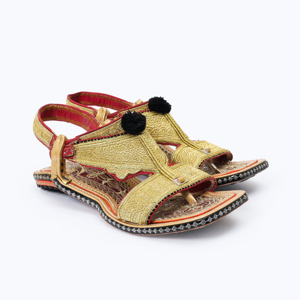 Golden Tilla | Leather Sole | Full Hand-made Lawa Khairi